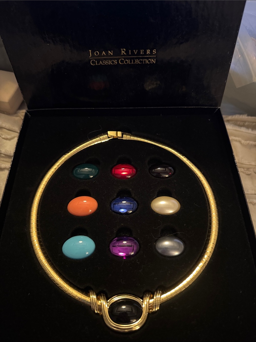 Joan Rivers Gold-Tone Interchangeable Cabochon Necklace with Multi Gems